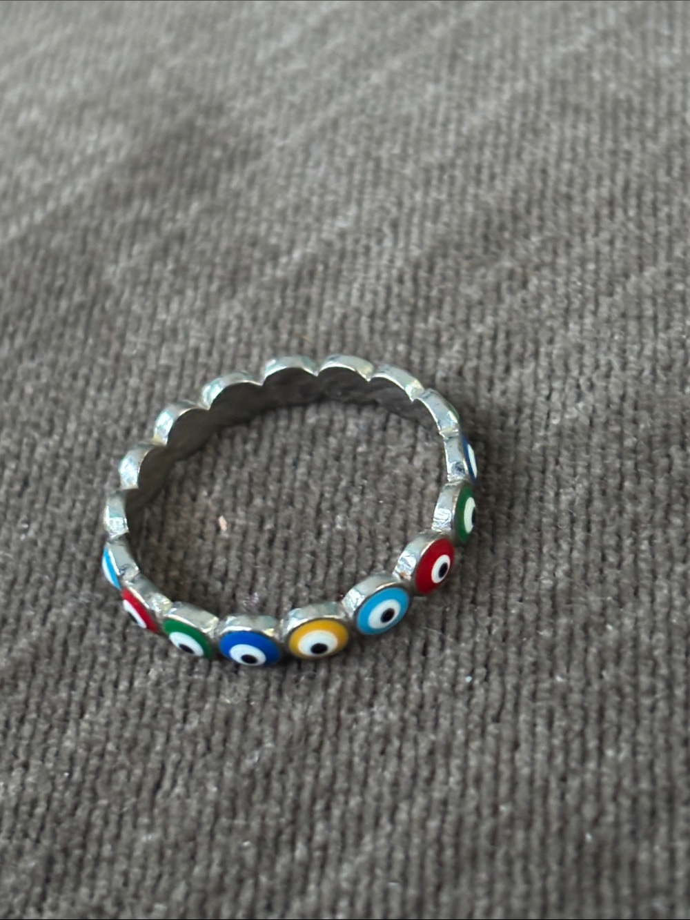 .925 EVIL EYE RING Sterling Silver Yellow Black Blue Green Red Ward off bad mojo